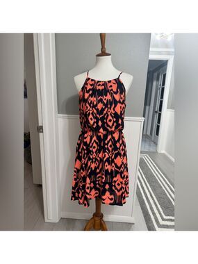 Collective Concepts Bright Orange & Blue Summer Dress Size M